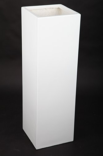 point home Blumentopf, Pflanzkübel aus Fiberglas, weiß, 80cm - für Innen