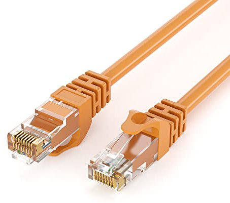 JAMEGA 5m CAT.6 Netzwerkkabel (RJ45) Patchkabel Ethernet Lan in orange| 1Gbit/s | 250MHz | kompatibel zu CAT.5 / CAT.5e / CAT.6