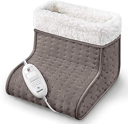 Beurer FW20UK Cosy Foot Warmer - Taupe | Electric foot warmer for cold feet | 3 temperature settings | Cosy teddy fleece lining | Soft and breathable | Suitable up to shoe size 12.5 | Washable lining