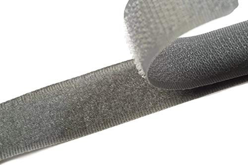 Klettband zum Nähen grau (35), 4 Meter, 20mm breit Flausch & Haken