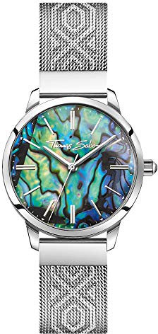 Thomas Sabo Damen Analog Quarz Uhr mit Edelstahl Armband WA0344-201-218-33 mm