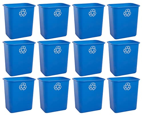 United Solutions Papelera de reciclaje de 7 galones, paquete de 12, azul, 7 galones