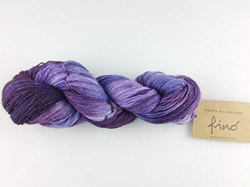 Manos Del Uruguay Silk Blend Fino 9999 Violets, 100g, Merino Silk Hand Dyed Yarn