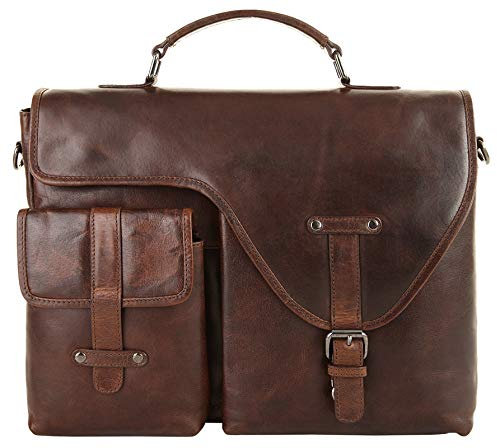 X-ZONE Aktentasche Echt Leder Herren, Damen | Business Tasche für Laptop | Dokumententasche mit Tragegriff | Bürotasche mit Steckschloss cognac | 020105