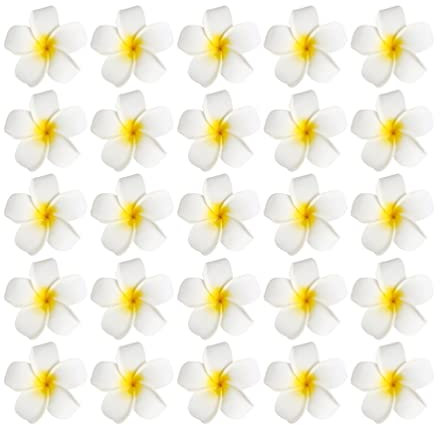 VOSAREA 25 Stücke Plumeria Haarschmuck: Hawaii Blumen Haarspangen - Frauen Haarklammer Blumen Frangipani Hawaiian Plumeria Haarschmuck Haarspangen für Hochzeit DIY Girlande Sommer