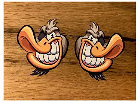 24/7stickers #688 / 2X Ente Aufkleber je 9x7,5cm Racing Biker Motorrad Sticker Tank Oldtimer Oldschool Vintage Custom Bike