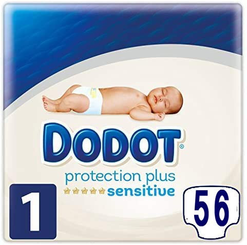 56 DODOT Sensitive Windeln, Größe 1, Schutz Plus (2-5 kg).