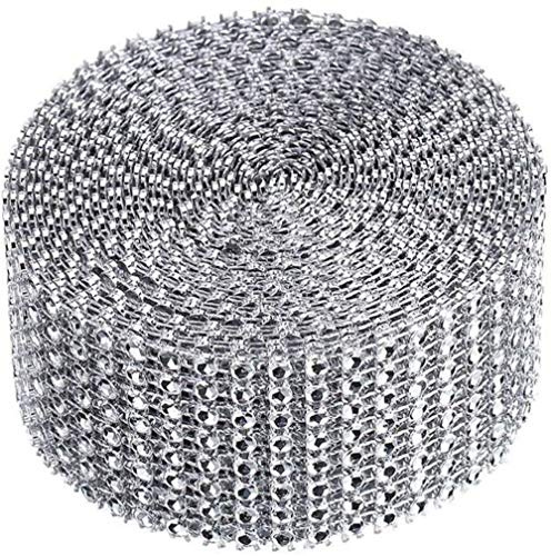 8 Reihen10Yard Strassband Diamant Band Dekoband,Für Bling Braut, Blumenstrauß, Rahmen, Vasen, Hochzeit,Geburtstag Torte Gastgeschenkbox Verzierung Handwerk.(Silber) Schleifen & Bänder