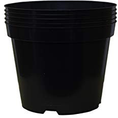 Muddy Hands Pack of 5 Black Plastic Plant Pots Outdoor Garden Round Nursery Herb Flower Planters (3 Litre)