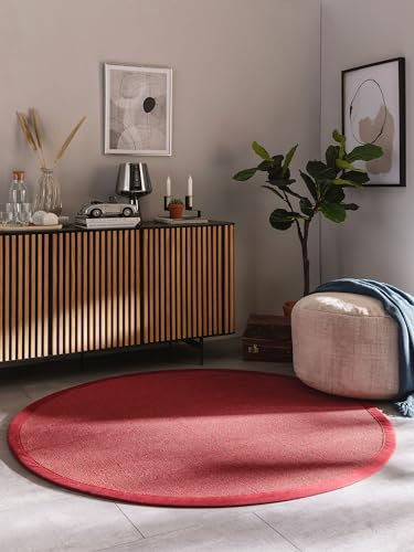 benuta Nest Sisal Naturfaser Teppich Sana - Rot Rund 150 cm - Robuster Teppich für Esszimmer & Wohnzimmer - 100% Sisal Naturfaser - Zeitloses Design