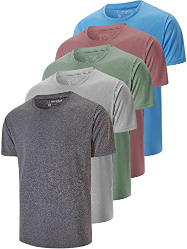 5 Pack Men's Dry Fit T Shirts Athletic Running Gym Workout Short Sleeve Tee Shirts for Men (US, Alpha, X-Large, Regular, Regular, Set 4)