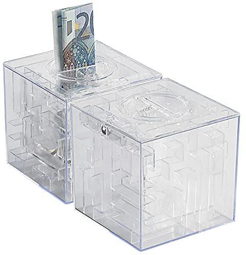 infactory Schwarzgeld-Spardose: 2er-Set Spardosen mit 3D-Kugel-Labyrinth (Coole Spardose, Kinder-Münzen-Geldkassetten, Spielzeug)