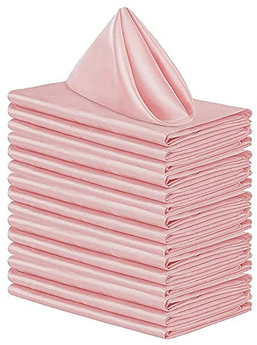 Ailler 20x Serviettes de Table Coton 50x50cm, Serviettes de Table en Tissu Lavable en Machine, Serviettes de Table Mariage Doux, Serviettes Carrées en Satin - Rose