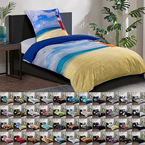 Sanilo® Bettwäsche 135x200 cm, 100% feinste Baumwolle, 2-teilig, Bettbezug, Kissenbezug 80x80cm, Oeko-TEX Zertifiziert (Leuchtturm, 2-teilig 135x200 cm)