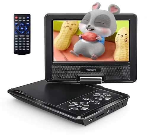 YOTON 9.5 Portable DVD Player for Kids and Car, 7.5 Swivel HD Screen with 4-6 Hours Built-in Battery, Support Sync Screen to TV, Support SD Card/USB/Multiple Disc Formats