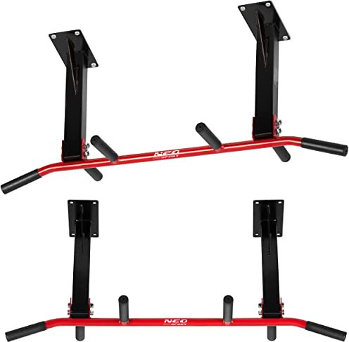 Neo Sport NS-317 Barra de dominadas para techo para ejercicios de entrenamiento de fuerza de acero reforzado, 6 asas antideslizantes, 98 x 43 x 35 cm, carga máxima 90 kg