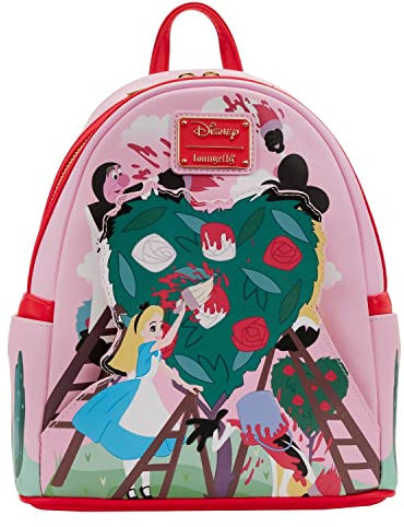 Loungefly Disney Alice im Wunderland Rucksack, Mehrfarbig, Standard, Disney Alice im Wunderland Malerei die Rosen Rot Mini Rucksack, Einheitsgröße