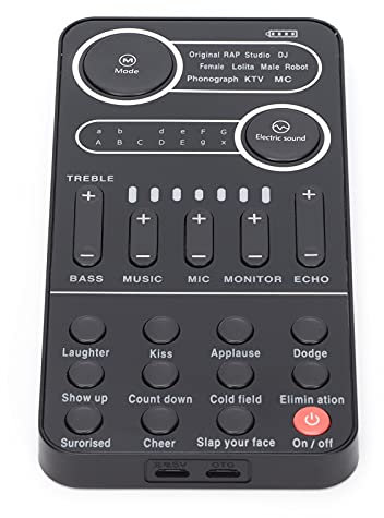 Cuifati Audio-Mixer für YouTube, Tiktok Live, Live-Stream, Soundkarten-Set, Sprachwechsler mit Kopfhörer, Audiokabel, Aufbewahrungstasche, Kompatibel mit Telefon und Computer(K9)