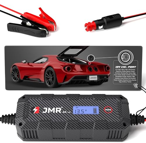 JMR Battery Charger for Ford GT F-150 F-450 F-350 F-250 Bronco Expedition Shelby Explorer Transit Excursion All Models Trickle Charger Conditioner Maintainer (UK Plug, Add Lithium Mode)