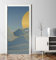 MyMaxxi - Tür bekleben mit Türtapete Türposter Türfolie Selbstklebend 90x200 minimalistische Gebirgslandschaft - Tür verschönern Türaufkleber Türklebefolie Berge Steine blau