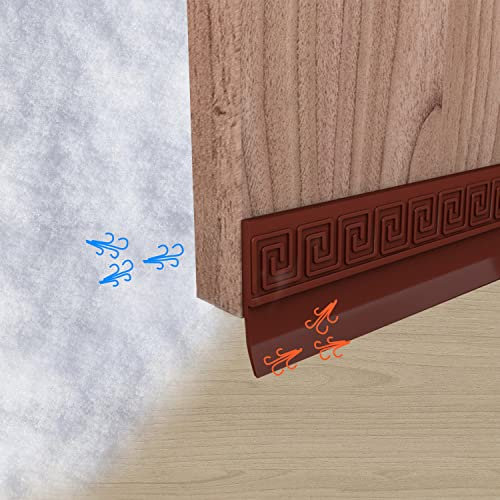 B-016-2-BR 200cm Langes Braun Türdichtung Unten Selbstklebend Silikondichtungs, Wetterschutz Und Tür Zugluftstopper Dichtung Haustür, Türleiste Boden Beliebig Zuschneidbar Für Türfugen (200 * 4cm)