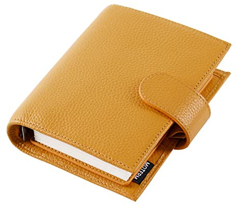 Moterm Pocket Regular Ringe Planer - Echtes Leder Binder Organizer (Kiesel-Senf, 19mm Ring)