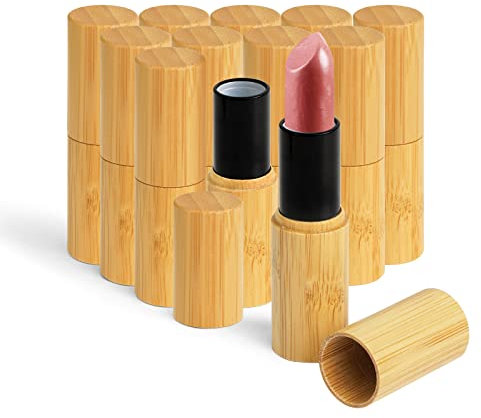 12 Stück Leer Lippenstifthülsen Lippenstift Bambusschale, YOCOMEY Nachfüllbar Leer Rohre Lippenbalsam Hülsen DIY Lippen Balm Tubes Container Hausgemachte Lippenbalsams (Schwarz)