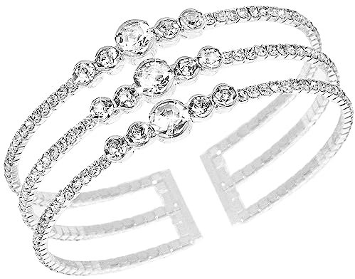 Suyi Strass-Armband für Frauen Silber Multilayer Manschettenarmband Craystal Braidal Armbänder Silver 2