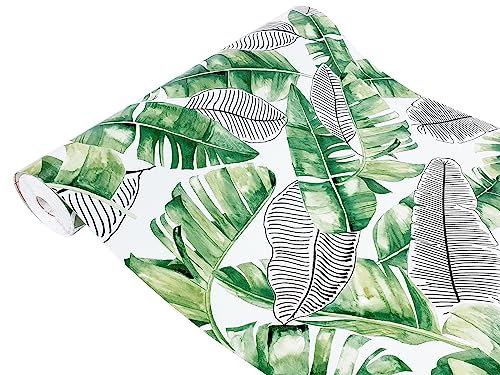 Klebefolie Möbel 45x490 cm | Möbelfolie selbstklebend | PVC, wasserfest und zuschneidbar | Klebefolie für Möbel - einfache Renovierung und individuelles Design | Exotische Blätter