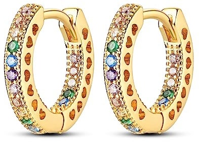NARMO Gold Ohrringe Silber 925 Creolen Silber Bunt Ohrringe für Frauen