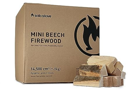 Solo Stove Mini Brennholz Buche | Getrocknetes Feuerholz, Kaminholz Kammergetrocknet, Für Feuerschale, Stelle, Campingkocher, Ohne Zusatzstoffe/Chemikalien, Lebensmittelecht, ca.10cm Länge, 8kg Box