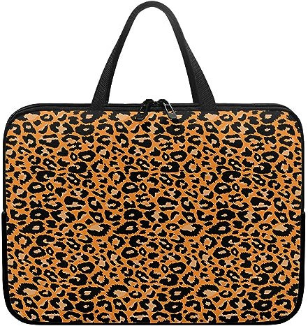 Surwin Laptop Hülle Tasche, Leopard Drucken Laptop Hüllen Wasserdicht Stoßfest Laptoptasche mit Griff und Reißverschluss Laptophülle Rundumschutz Notebook Sleeve (17 Zoll,Leopard Drucken)