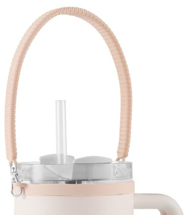 Attache de Poignée de Bouteille d'eau pour Stanley, Sangle de Bouteille d'eau Silicone Élingue de Bouteille d'eau Portable Accessoires pour Plupart des Tasses de 8 à 40oz (Rose)