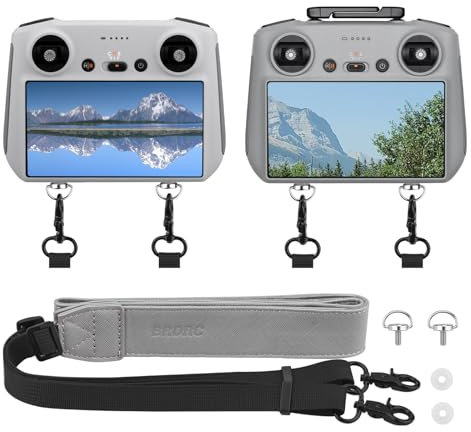 BRDRC RC 2 Schlüsselband, Umhängeband für DJI RC 2/RC/RC Pro Controller, weiches Leder PU Lanyard für DJI Mini 4 Pro/Mini 3 Pro/AIR 3/Mini 2 SE/Mavic 3 Pro/Classic/AIR 2S Drohnenzubehör, GRAU