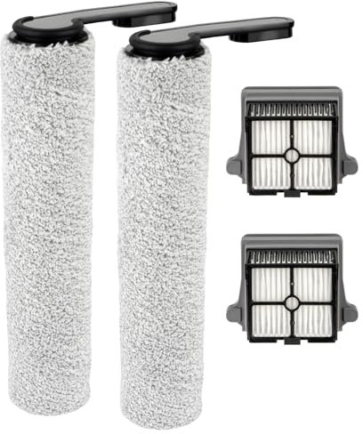 Rulli di ricambio per spazzola e filtri HEPA compatibili con aspirapolvere Tineco Floor ONE S6/S7 PRO Smart senza fili, 2 rulli a spazzola, 2 filtri HEPA (manico a rullo non rimovibile)