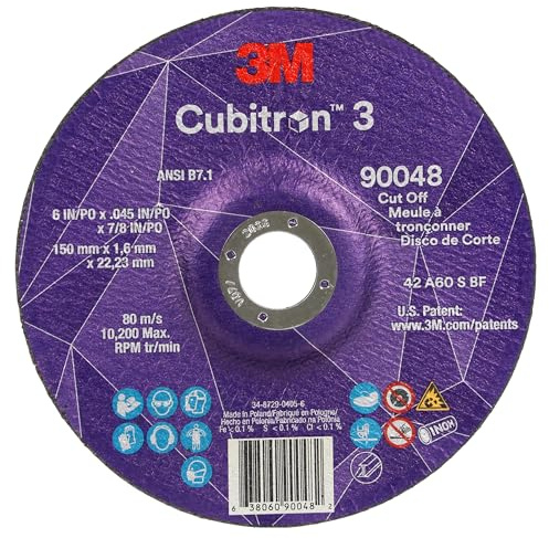 3M Cubitron 3 Trennscheibe, 90048, 60+, T27, 150 x 1,6 x 22,23 mm, ANSI, präzisionsgeformte Körnung, für Karosserie und Marine-Blech, Edelstahlrohre