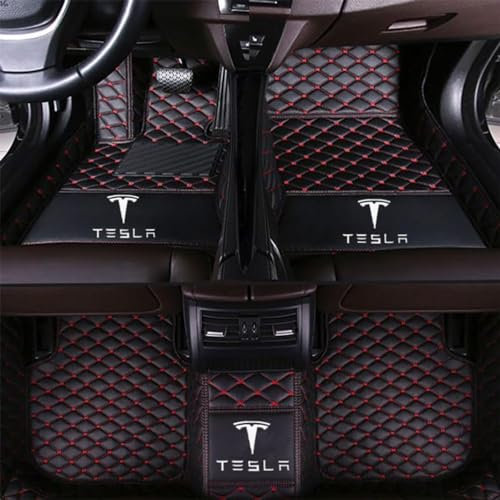 NOLLAM Auto Fußmatten für Tesla ModelX 5-Seats 2023,PU-Leder Nach Maß Auto FußMatten Autoteppich volle Abdeckung Auto Anti-Rutsch matten Einfach zu reinigen,B