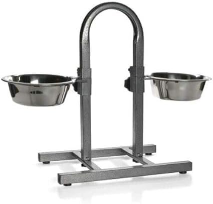 Pet Cat & Dog Feeding Station Stand Nonslip, Adjustable Height Double Feeder Stainless Steel Water Bowls Pet Elevated Food Bowl Holder Set (Large (U Shape))