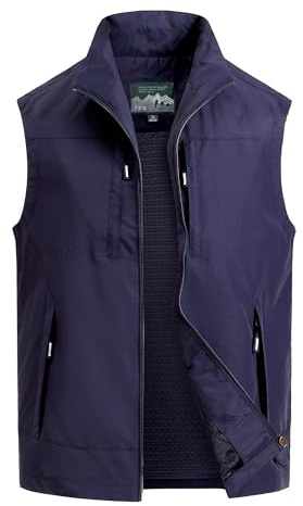 MeiLayM Men's Leisure Outdoor Fishing Vest Multi Pocket Breathable Gilet Safari Camping Hunting Waistcoat Photography Waistcoat Sleeveless Jacket Blue,XXL