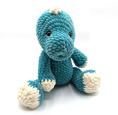 Kuscheltier Dino gehäkelt, für Baby und Kleinkinder (Altgrün)