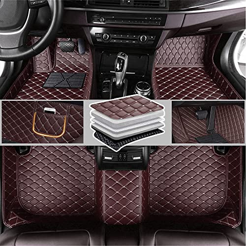 Romanbin Nach Maß Auto Fußmatten Antirutschmatten Kompatibel mit Skoda Enyaq Fabia Felicia Kamiq Kodiaq Octavia,PU-Leder Allwetter Auto Fussmatten (Kaffee)