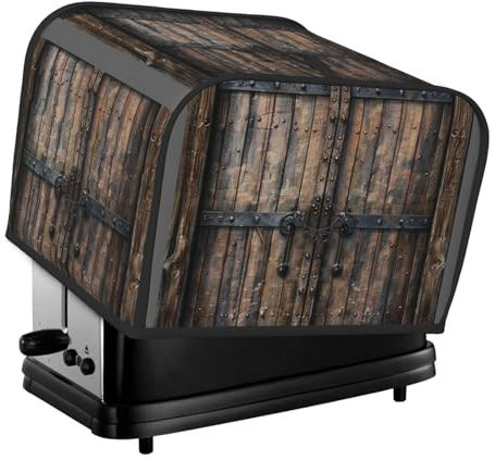 Four Slice Toaster Cover with Rustic Stall Wooden Door Printing Kitchen Small Appliance Covers Fingerprint Protector