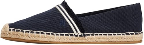 Tommy Hilfiger Espadrilles Femme Fringe Canvas Closed avec Logo, Bleu (Space Blue), 39