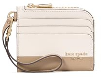 kate spade new york Devin Colorblocked Saffiano-Leder-Münzkartenetui mit Armband, zeitlos, Taupe, Mehrfarbig, Timeless Taupe Multi