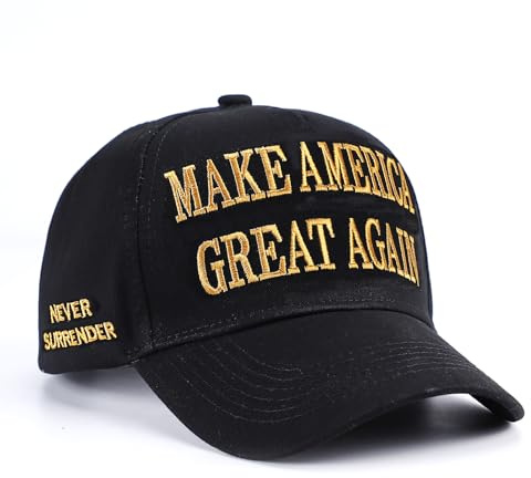 Donald Trump Gothic Dark MAGA Hat Make America Great Again Slogan mit USA-Flagge, verstellbare Baseballkappe, Schwarz