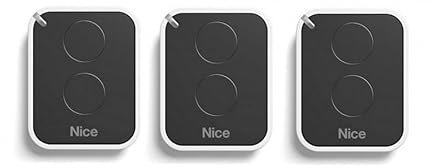 Télécommande Nice ON2E - Emetteur portatif à 2 Boutons - Fréquence : 433,92 MHz - Pour Portail et Porte de Garage - Codage à code tournant (Lot de 3 télécommandes)