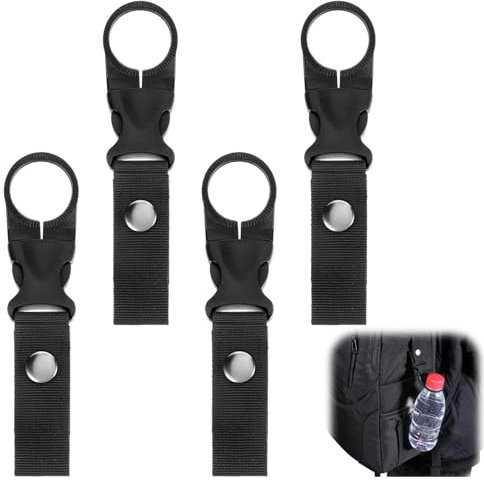 4 Stück Wasserflaschenhalter Clip Schlüsselanhänger Flaschenhalter mit Gürtelschnalle Tragbarer Wasserflaschenringhalter Wasserflaschenschnallenclip Karabiner für RucksackgüRtel Outdoor Camping