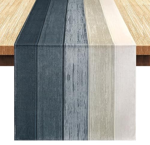 LRartdeco Chemin de Table Dégradé Gris, Nappe Moderne Lavable, Centre de Table Decorative Champetre, Chemin de Décoration Table Aspect Lin, pour Decoration Cheminée Table à Manger, 40x140cm