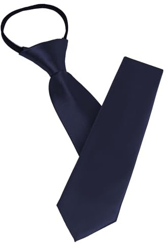 AUYAO Herren Krawatten, Einfarbiger Klassische Vorgebundenen Knoten Krawatte 8cm Verstellbarer Krawatten für Herren mit Reißverschluss für Heiraten Oder Festliche Veranstaltunge (Marineblau-Polyester)
