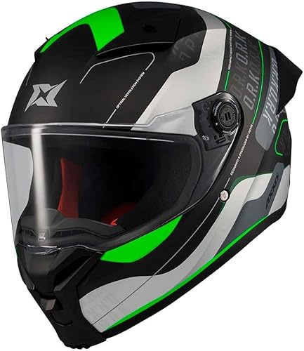AXXIS Casco Moto Casco Fenix Ork Negro/verde/gris M Negro Medium